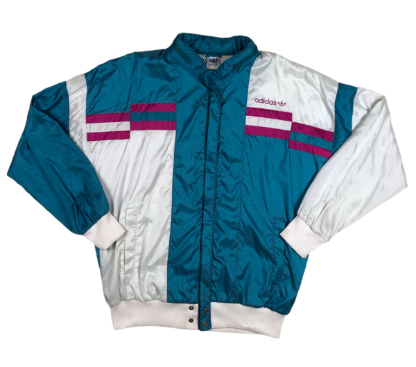 Vintage Adidas White n Turqoise Windbreaker M