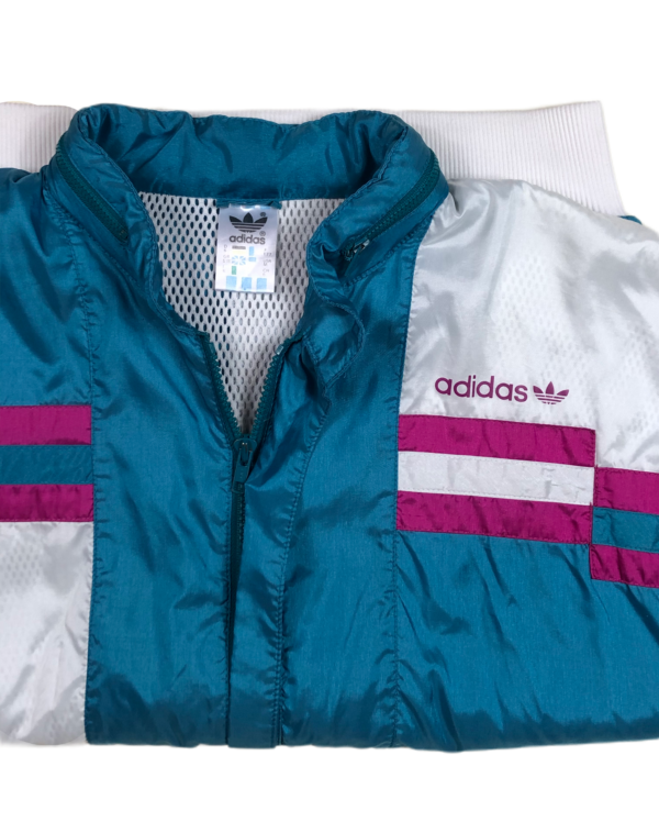 Vintage Adidas White n Turqoise Windbreaker M - Image 2