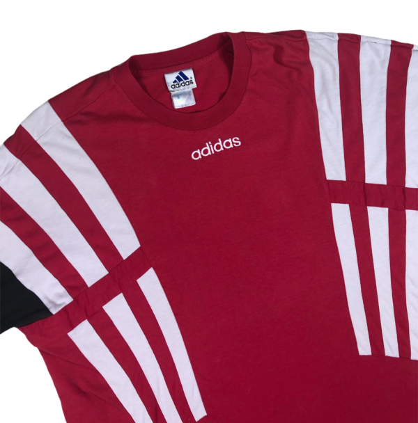 90s Adidas 3 Striped T-Shirt XLarge - Image 2