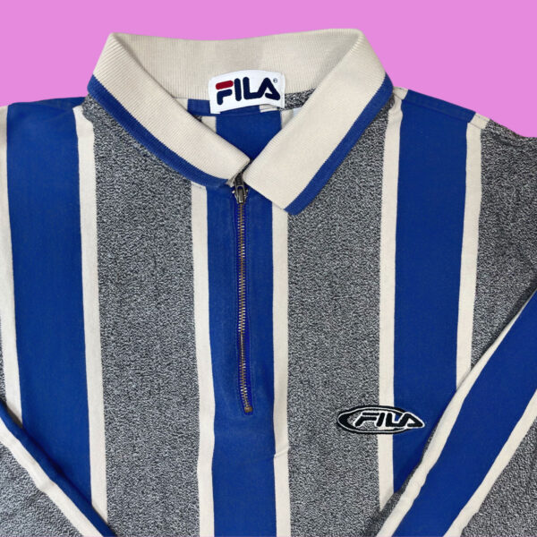 Vintage Fila Striped Halfzip M-L - Image 3