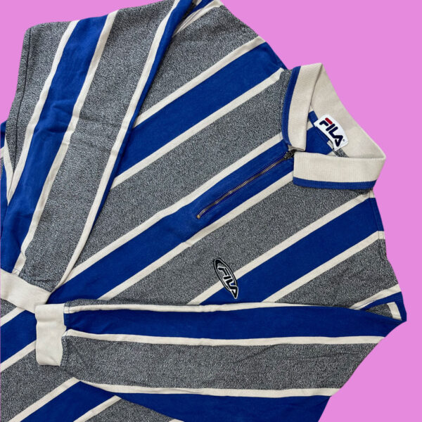 Vintage Fila Striped Halfzip M-L - Image 2