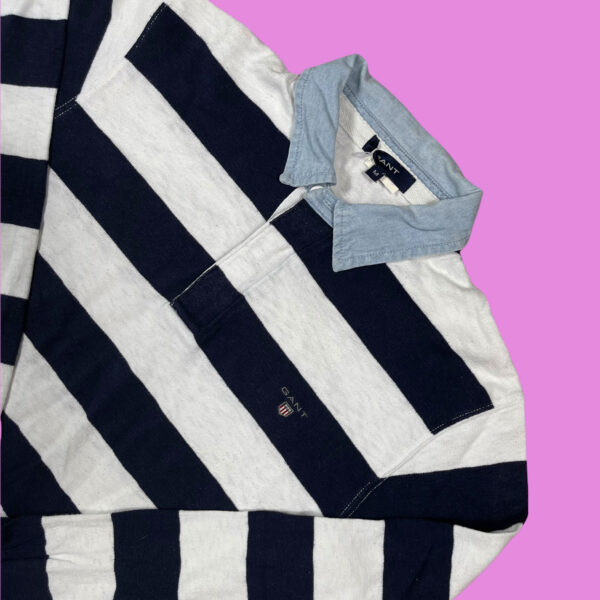 Vintage Gant Striped Longsleeve Polo - Image 2