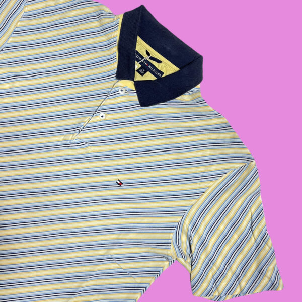 Vintage Tommy Hilfiger Striped Polo L - Image 2