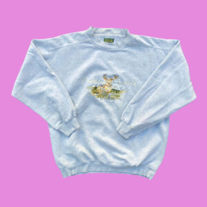 Vintage Deer Embroided Crewneck Large