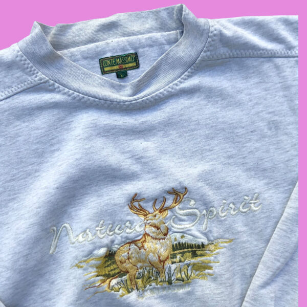 Vintage Deer Embroided Crewneck Large - Image 2