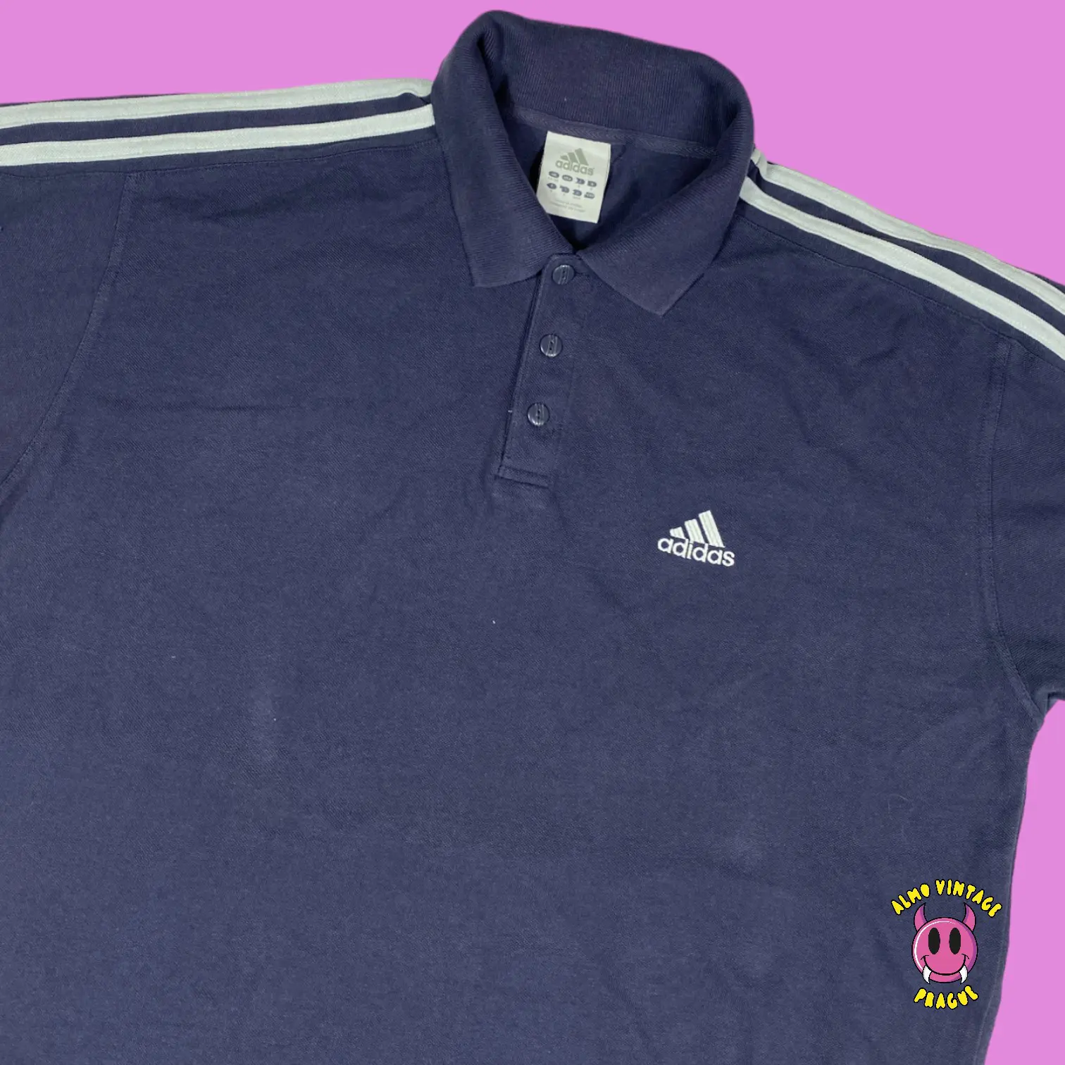 Vintage Adidas 3 Striped Polo - Image 2