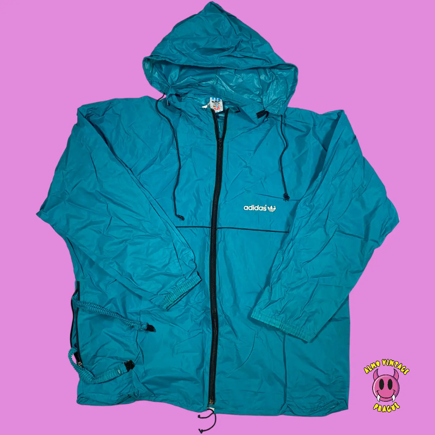 Vintage Adidas Rain Jacket Turquiose L-XL